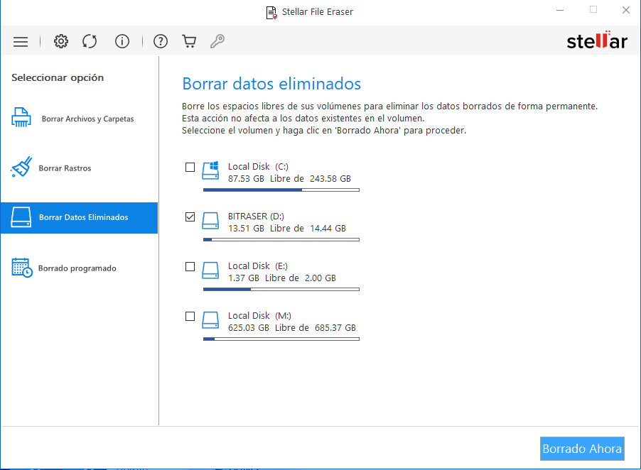 Borrar los datos eliminados